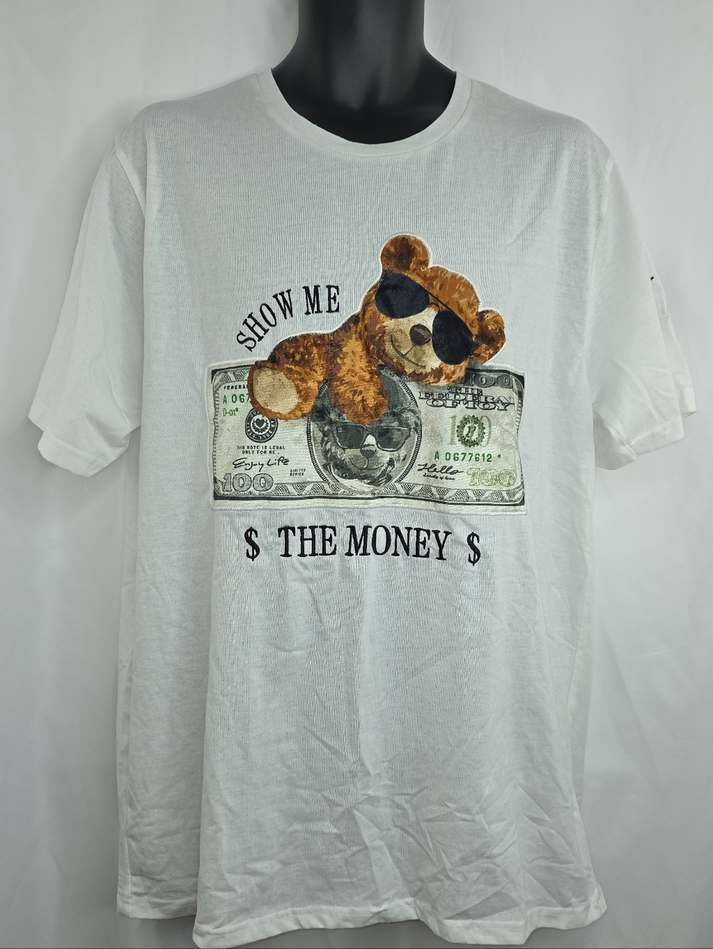 CR24 Men's White Tee with Sunglasses Teddy & Money Graphic Size XL CP-3589